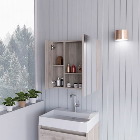 Tuhome Sines Medicine Cabinet, Four Internal Shelves, Double Door, Light Gray GLZ6754